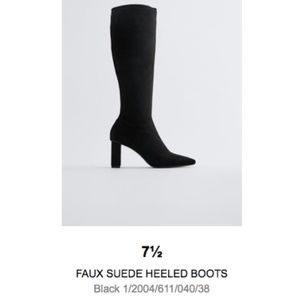 Zara Faux Suede Heeled Boots